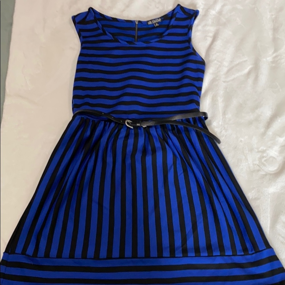 🛍💵 4/$25 Black and Blue striped Skater dress